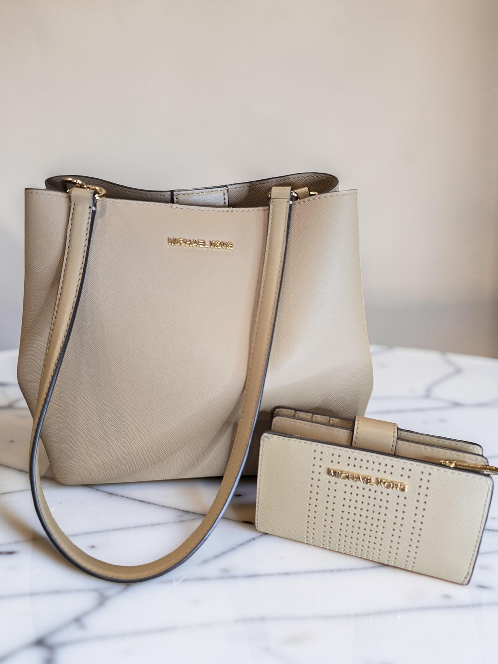 Michael Kors Pratt Bucket Bag with Matching Perforated Wallet